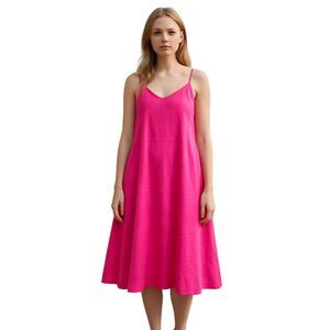 VTG Y2K April Cornell Slip Dress XL Pink Midi Spaghetti Strap‎ Cottagecore Fairy